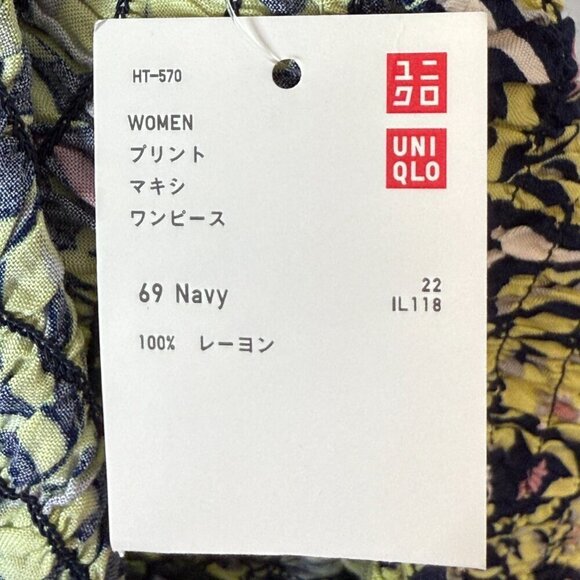 Uniqlo Maxi Dress Floral Blue Cottagecore Medium - Picture 7 of 10